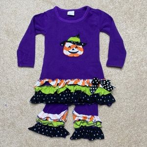 Mfestive purple pumpkin two-piece Halloween set